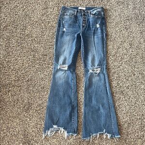 Women’s Vervet Distressed High-Rise Flare Jeans - Blue